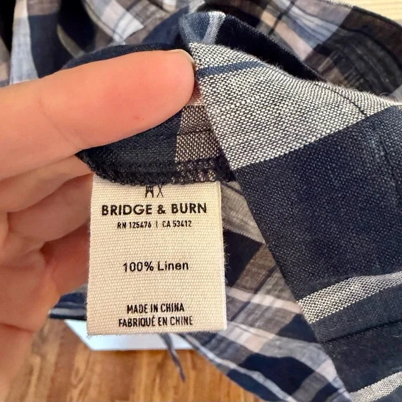 Bridge & Burn Navy Plaid Short Sleeve Midi Dress - Size L - Picture 5 of 5